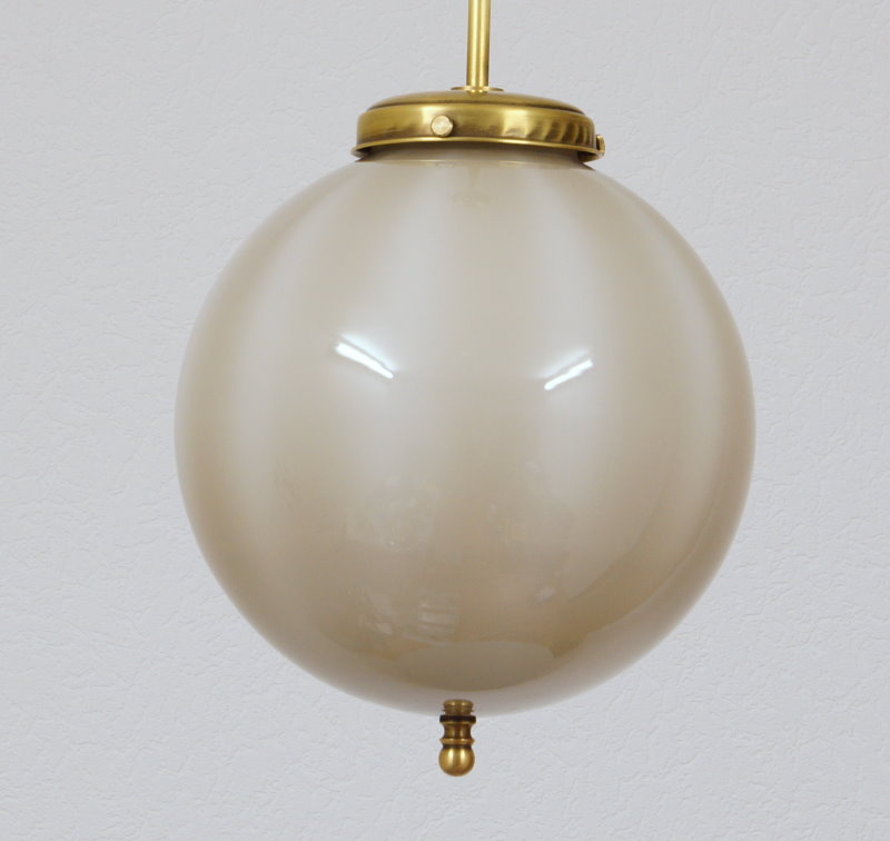 alte Art Déco Stab Deckenleuchte Pendelleuchte Kugellampe Messing Glas